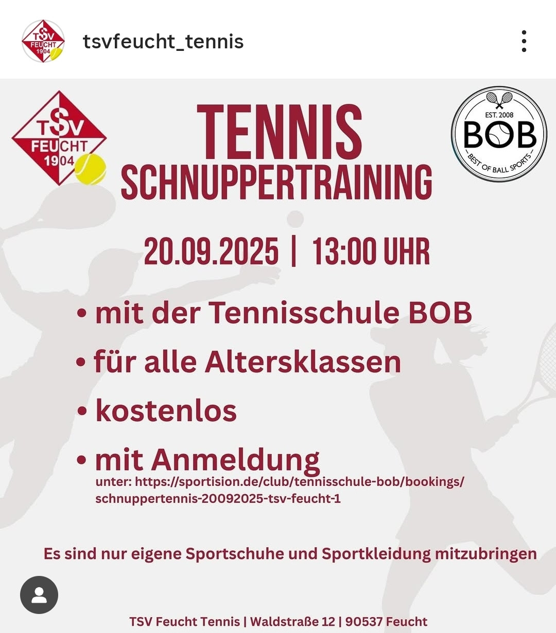 Schnuppertraining TSV Feucht Tennis