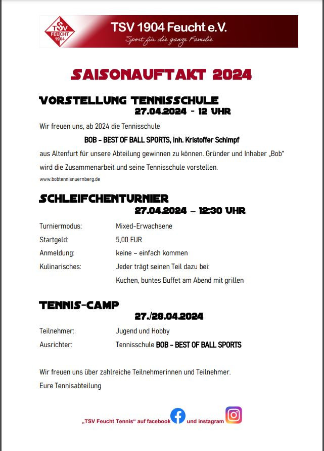 Saisonauftakt Tennis 27.04.2024