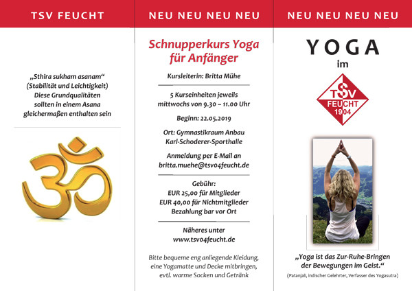 Schnupperkurs Yoga für Anfänger